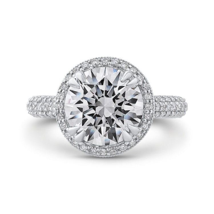 Round Diamond Engagement Ring in 18K White Gold (Semi-Mount)