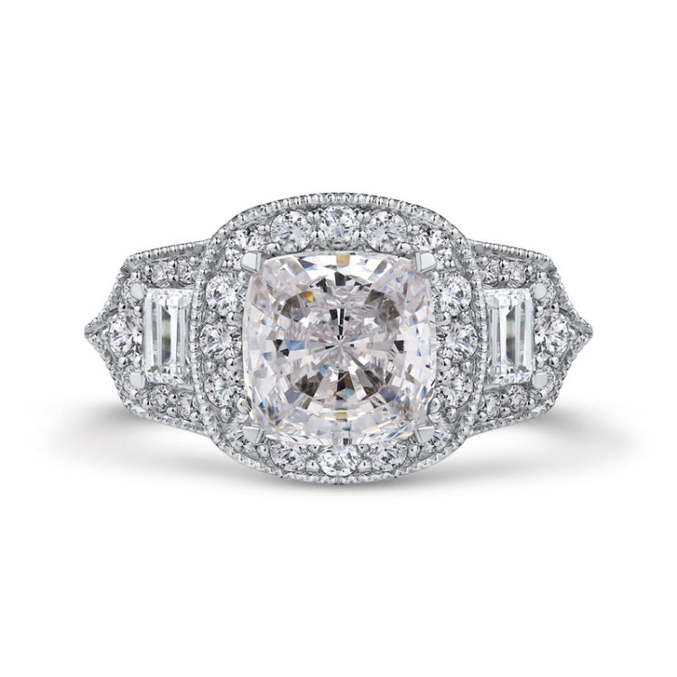 Cushion Cut Diamond Engagement Ring in 18K Two-Tone Gold (Semi-Mount)