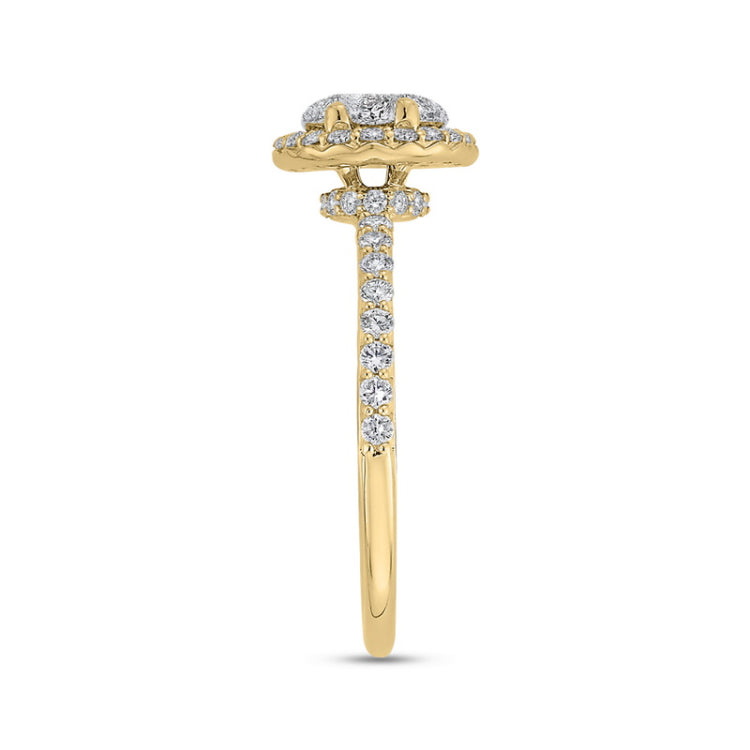 Round Diamond Halo Engagement Ring in 14K Two Tone Gold
