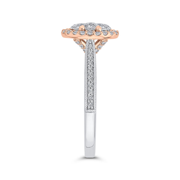 Round Diamond Halo Engagement Ring in 14K Two Tone Gold