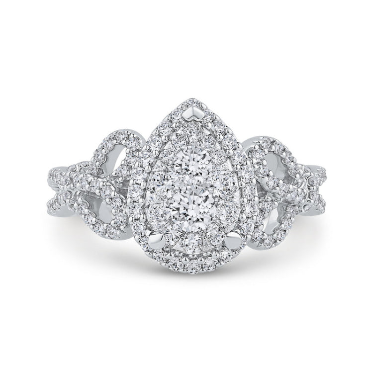 Round Diamond Halo Engagement Ring in 14K White Gold