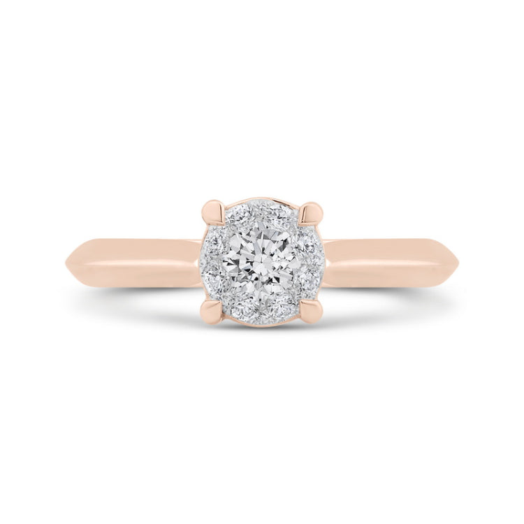 Round Diamond Engagement Ring in 14K Two Tone Gold