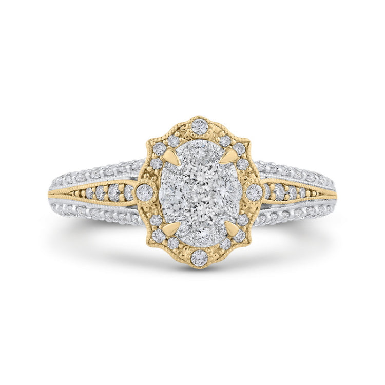 Round Diamond Engagement Ring in 14K Two Tone Gold