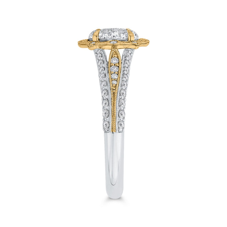 Round Diamond Engagement Ring in 14K Two Tone Gold