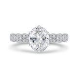 Oval Cut Diamond Engagement Ring with Milgrain 14K White Gold (Semi-Mount)