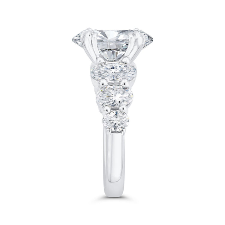 1/2 Run Oval Cut Diamond Engagement Ring in 14K White Gold (Semi-Mount)