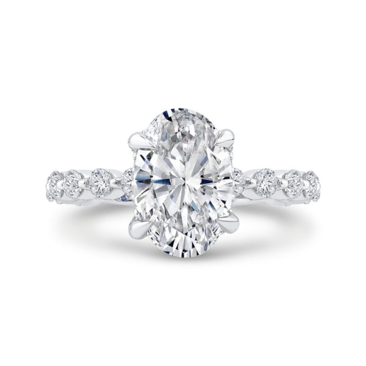 Oval Diamond Engagement Ring In 14K White Gold (Semi-Mount)