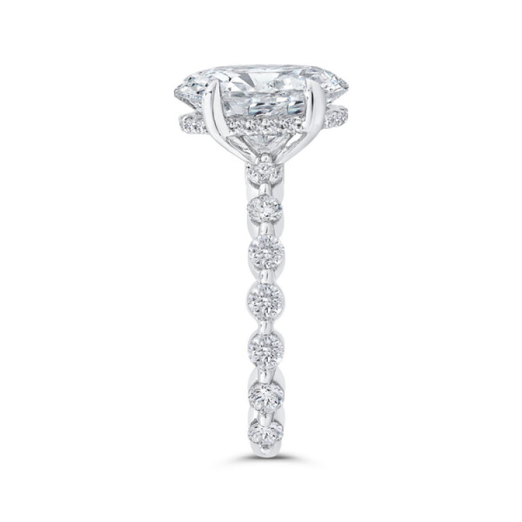 Oval Diamond Engagement Ring In 14K White Gold (Semi-Mount)