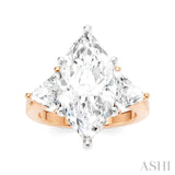 1 1/10 Ctw Marquise Shape Trillion and Round Cut Diamond Semi-Mount Engagement Ring in 14K Rose and White Gold