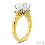 1/2 Ctw Tri-Mount Princess Shape Round Cut Diamond Semi-Mount Engagement Ring in 14K Yellow and White Gold