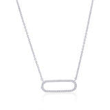 Sterling Silver, Oval Diamond Necklace - (44 Stones)