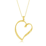 Sterling Silver Polished Twisted Heart Pendant w/Chain - Gold Plated