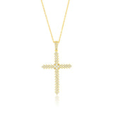 Sterling Silver, CZ Cross Pendant - Gold Plated
