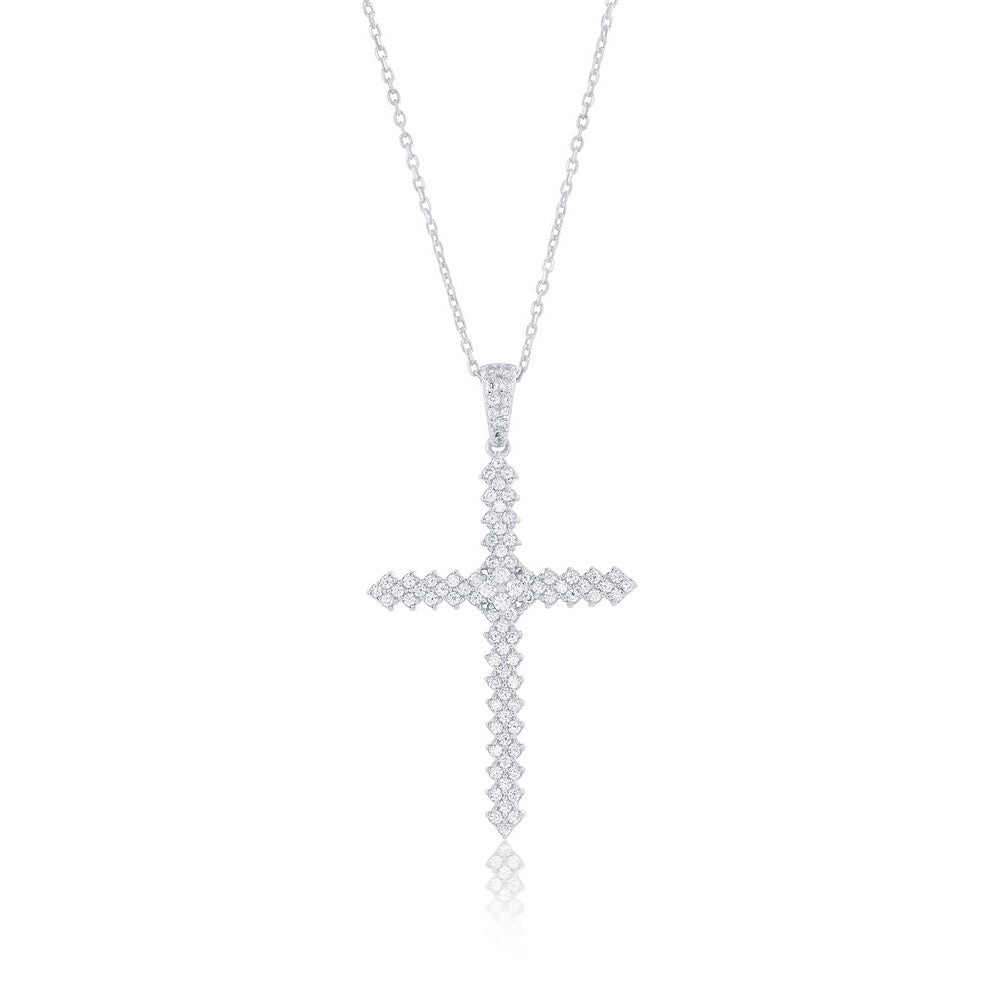 Sterling Silver, CZ Cross Pendant