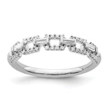 14k White Gold Polished Squares Diamond Ring
