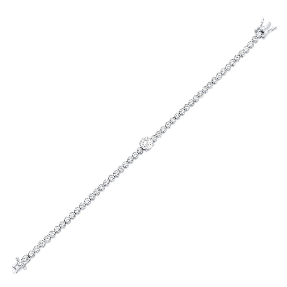 Sterling Silver, 7mm & 4mm Round CZ Tennis Bracelet