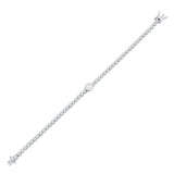Sterling Silver, 7mm & 4mm Round CZ Tennis Bracelet