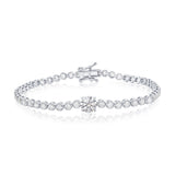 Sterling Silver, 7mm & 4mm Round CZ Tennis Bracelet
