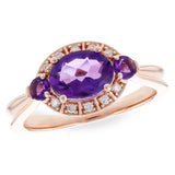 14KT Gold Ladies Amethyst and Diamond Ring