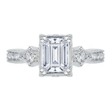 Emerald Diamond Vintage Engagement Ring In 14K White Gold (Semi-Mount)