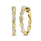 10K Round Crisscross Diamond Gratitude Hoop Earrings