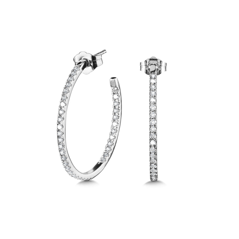14K White Gold Basics Hoops