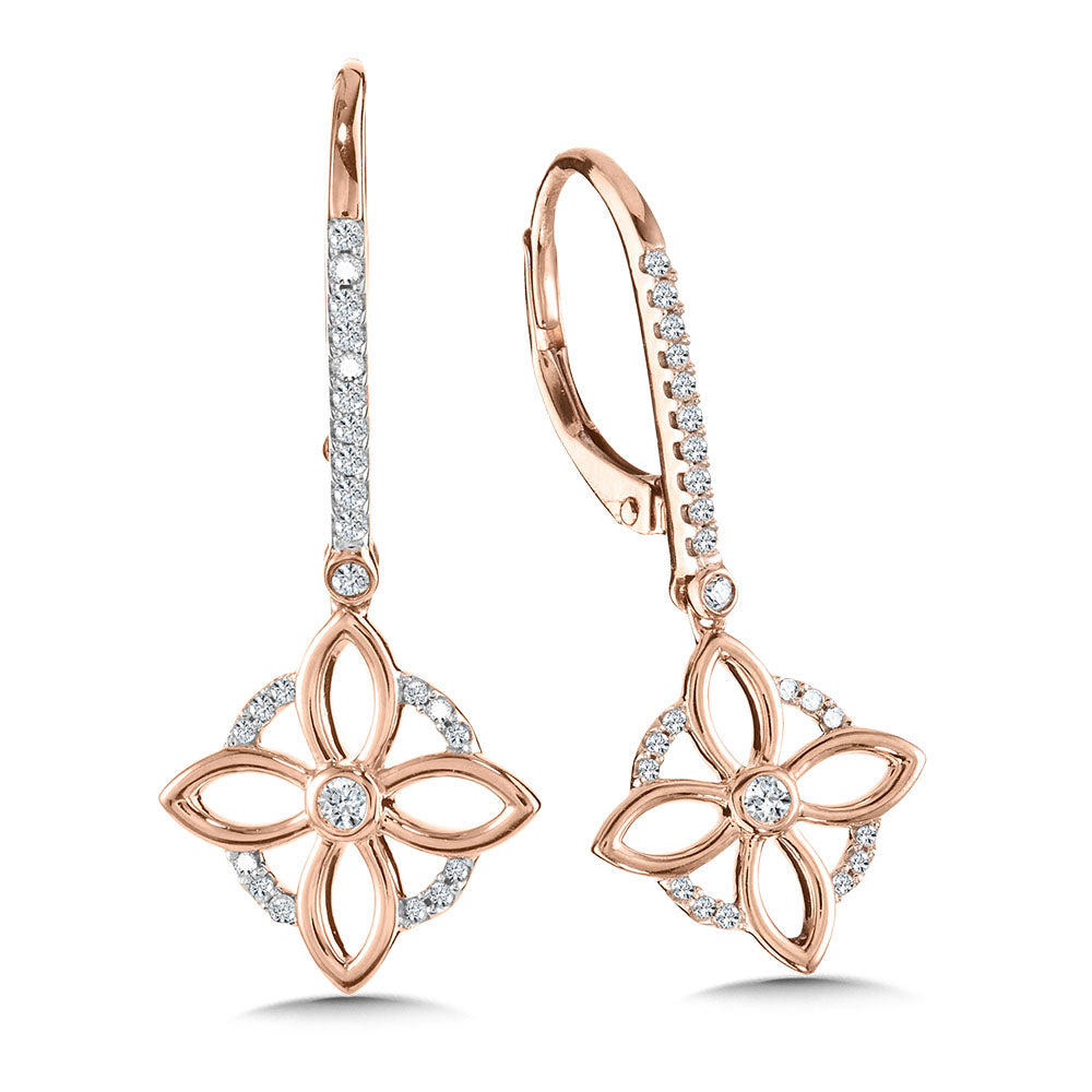 10K Rose Gold Fashion Dangling Earrings