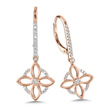 10K Dangling Floral Diamond Earrings