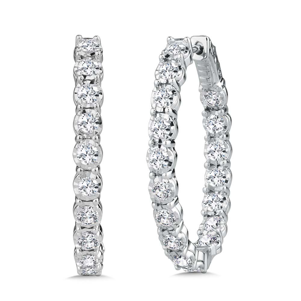 14K White Gold Basics Hoops
