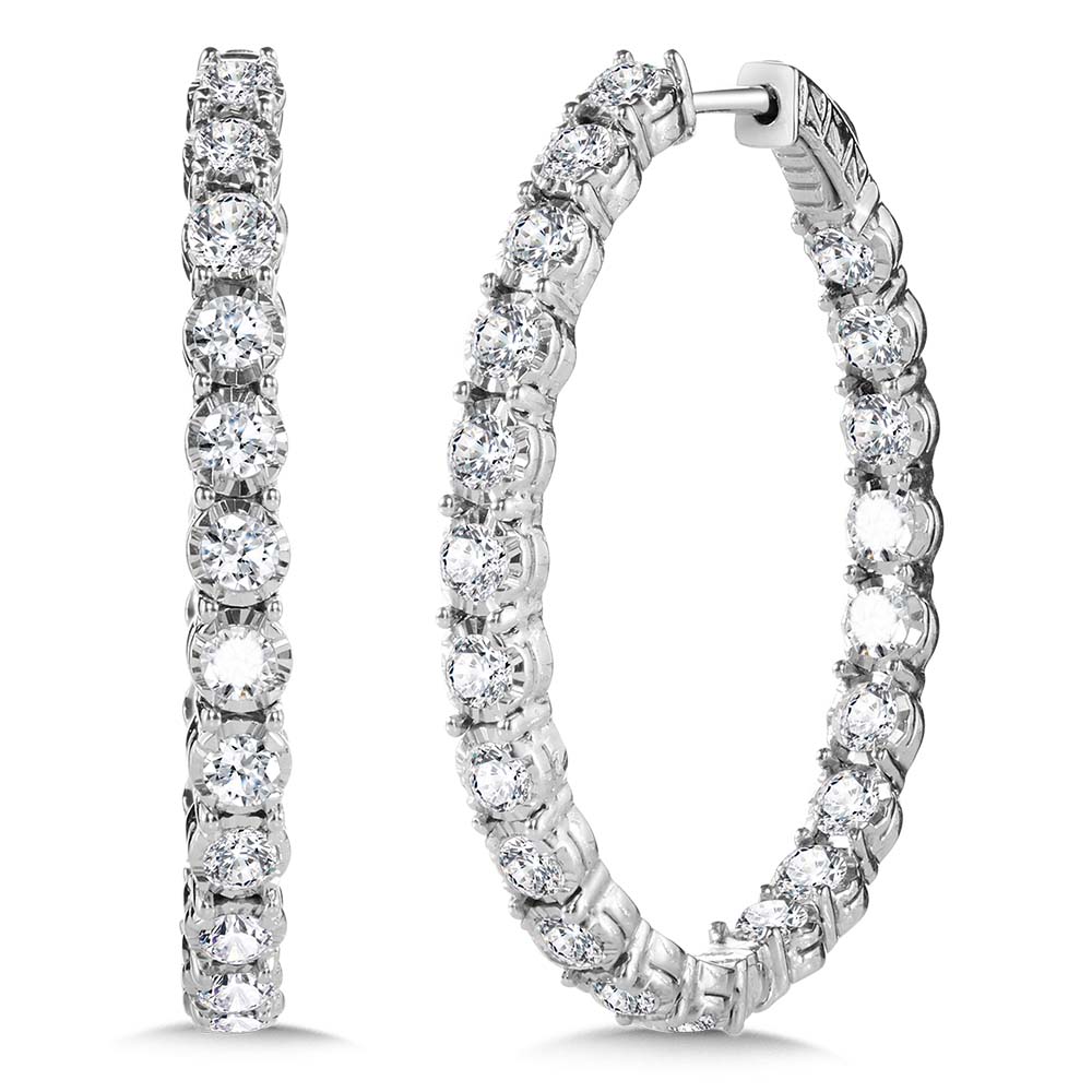14K White Gold Basics Hoops