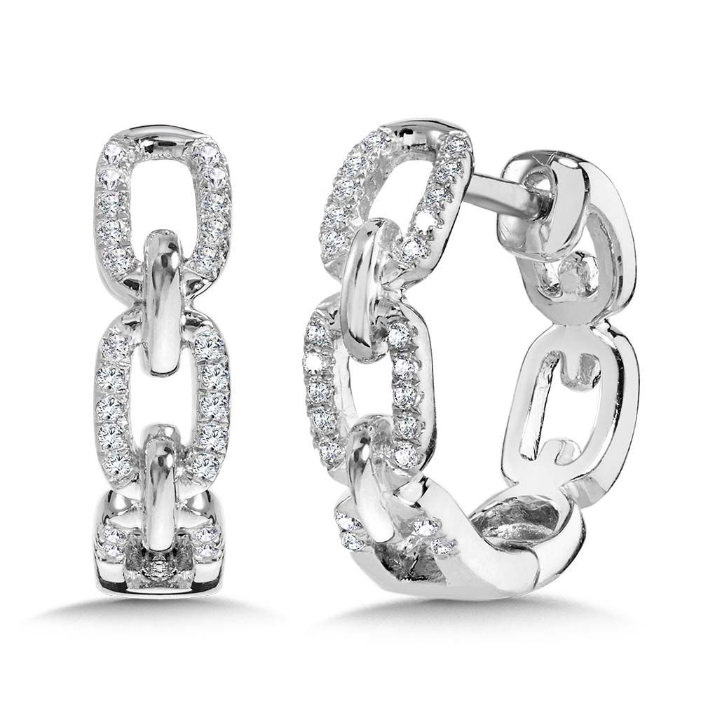 14K White Gold Link-n-Love Hoops