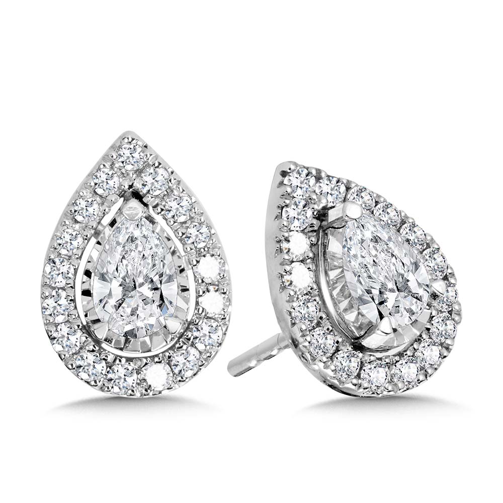 14K White Gold Diamond Star Diamond Studs