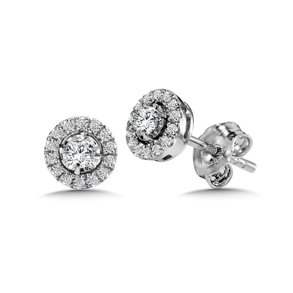 14K White Gold Diamond Star Diamond Studs