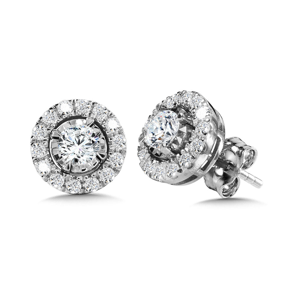 14K White Gold Diamond Star Diamond Studs