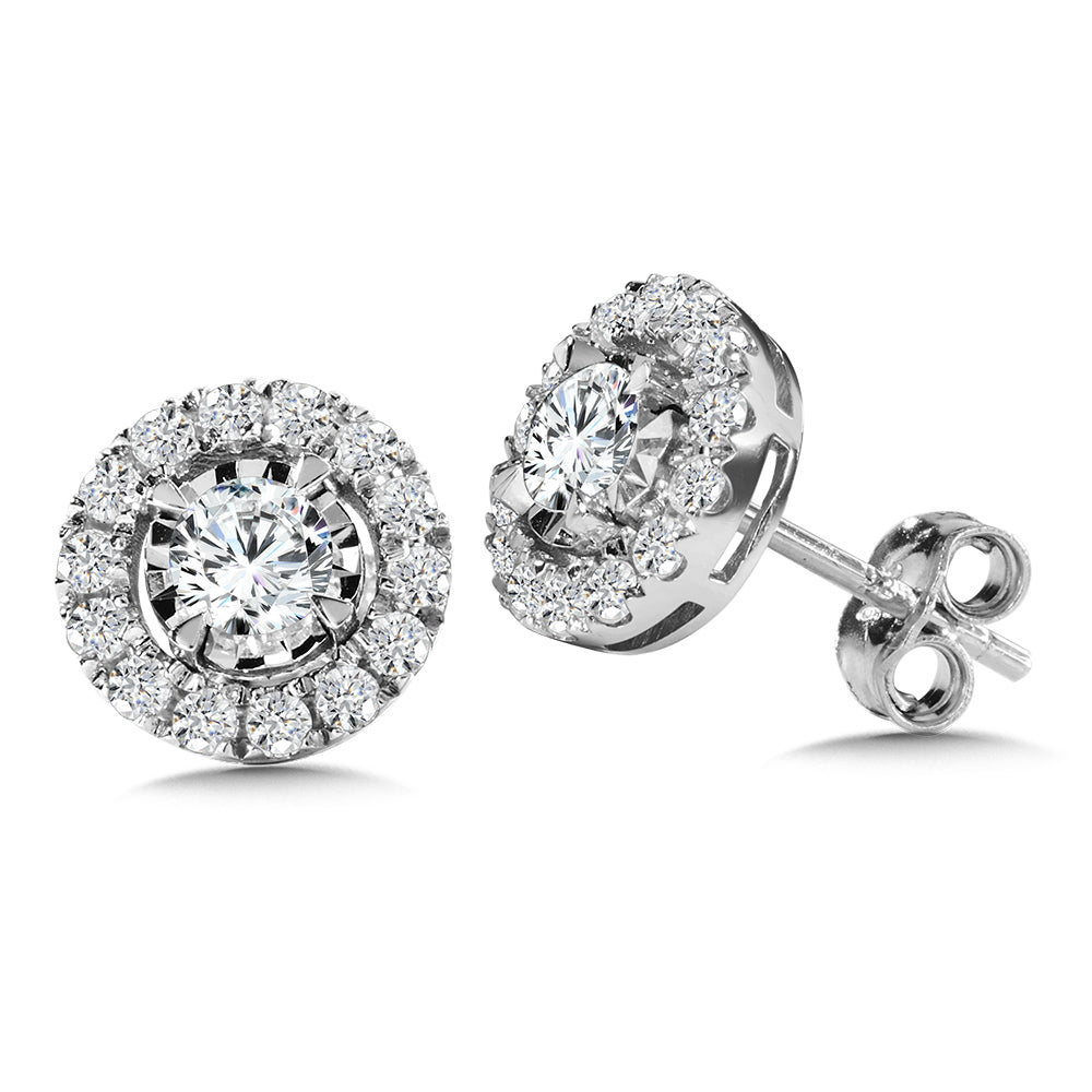 14K White Gold Diamond Star Diamond Studs