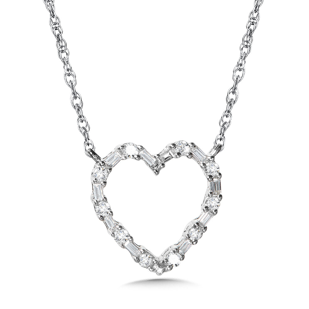 10K White Gold Brilliant Baguettes Trendy Diamond Necklaces