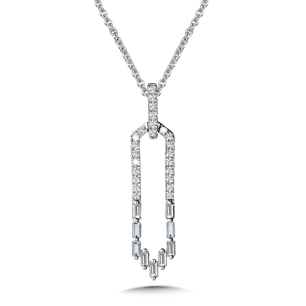 14K White Gold Brilliant Baguettes Trendy Diamond Necklaces