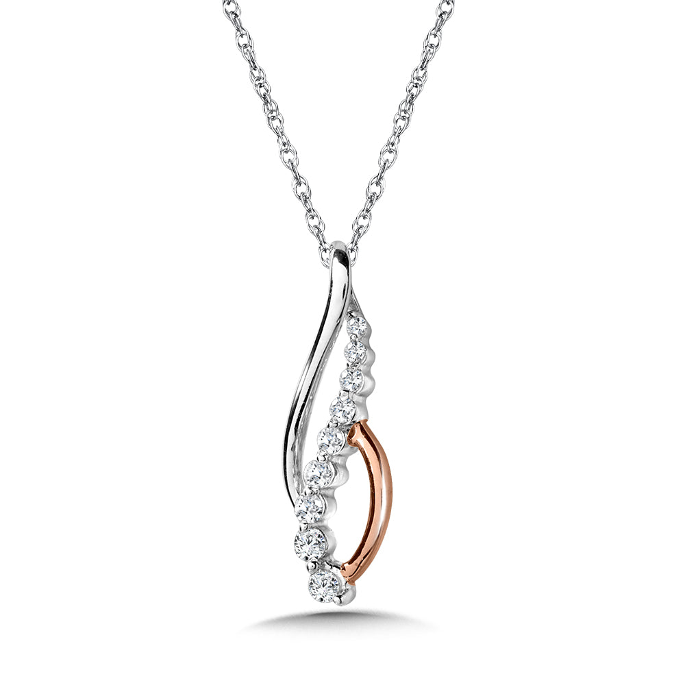 14K White & Rose Gold Love Moments Trendy Diamond Necklaces