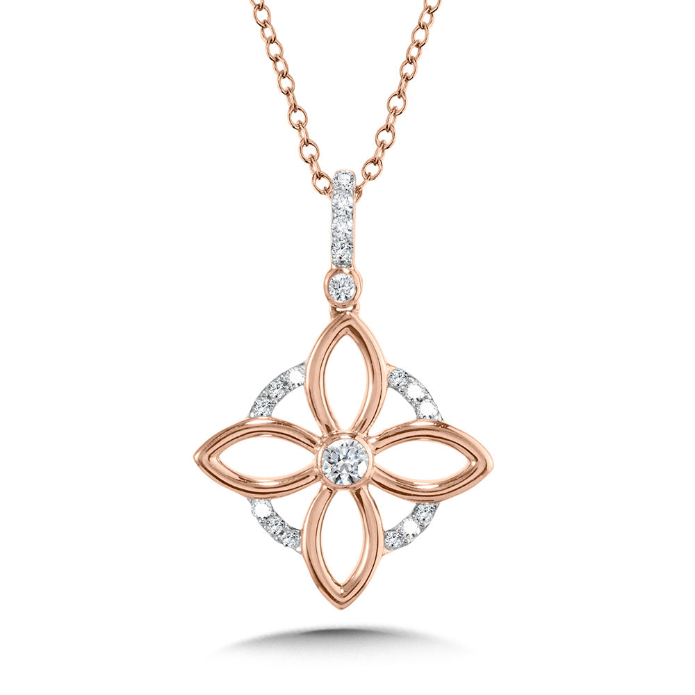 10K Rose Gold Fashion Trendy Diamond Necklaces