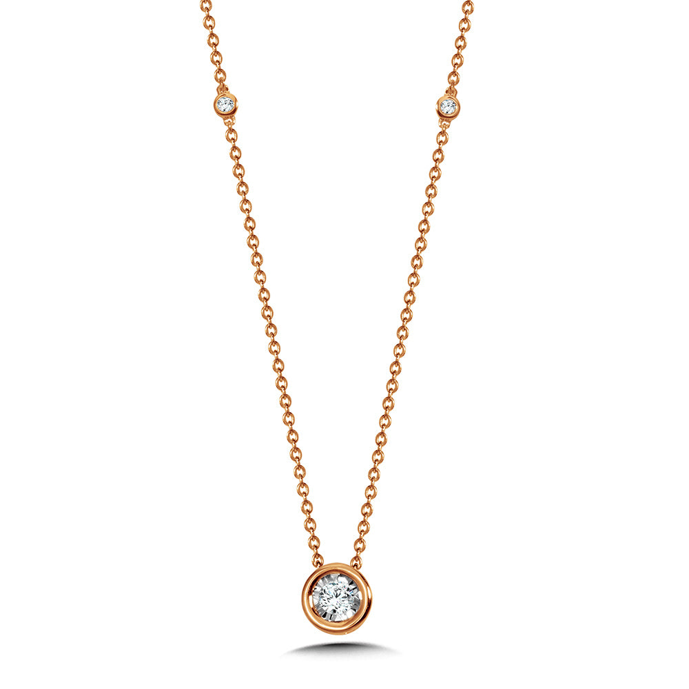 14K Rose Gold Diamond Star Diamond Solitaires