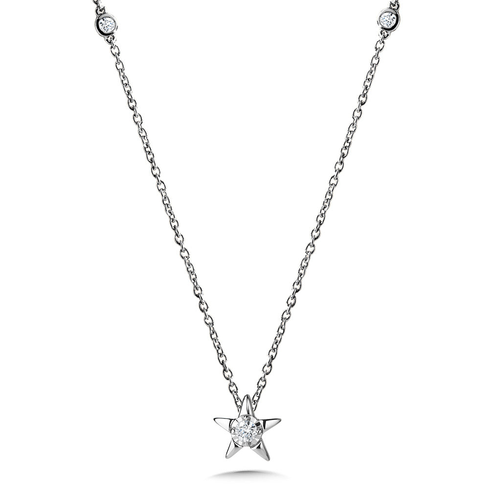 Sterling Silver Diamond Star Trendy Diamond Necklaces