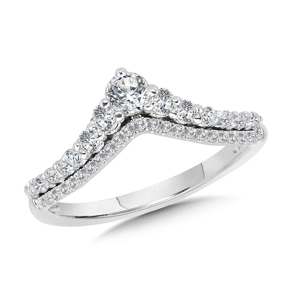 14K White Gold Fashion Chevron Bands