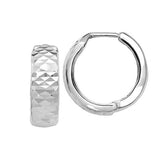 10 Karat White Diamond Cut Polished Hinged14mm Hoops Leslie's