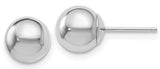 14 Karat White Gold 7mm Polished Ball Stud Earrings