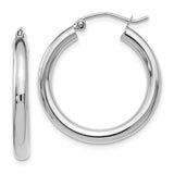14 Karat White Gold Polished Hoop Earrings  25x3mm