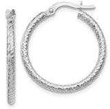 10 Karat White Gold Text Hollow Hoop 25X17.25mm Leslie's