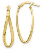 10 Karat Yellow Gold Oval Twisted Hoops Leslie 26X16mm