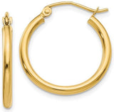 14 Karat Yellow Gold Tube Hoops 20x2mm