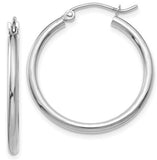14 Karat White Gold Tube Hoops 25x2mm