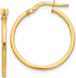 14 Karat Yellow Gold Polished Square Tube Hoops 20x1.5mm